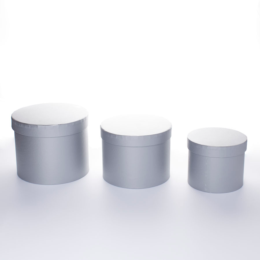 Hat Box Silver 3pc L-6x7.5"/M-5.5x7"/S-4.5x5.5