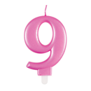 Unique Party Candle Number 9 Metallic Pink