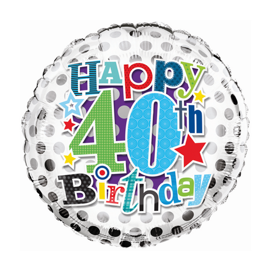 Simon Elvin Foil Balloon Happy Birthday Age 40 18