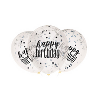 Unique Glitz Birthday Black 12" Latex Balloons 6pk