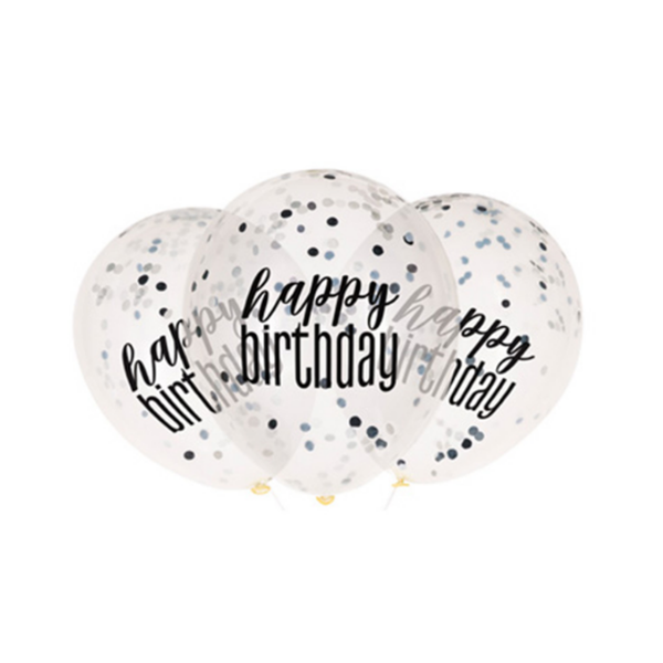 Unique Glitz Birthday Black 12" Latex Balloons 6pk