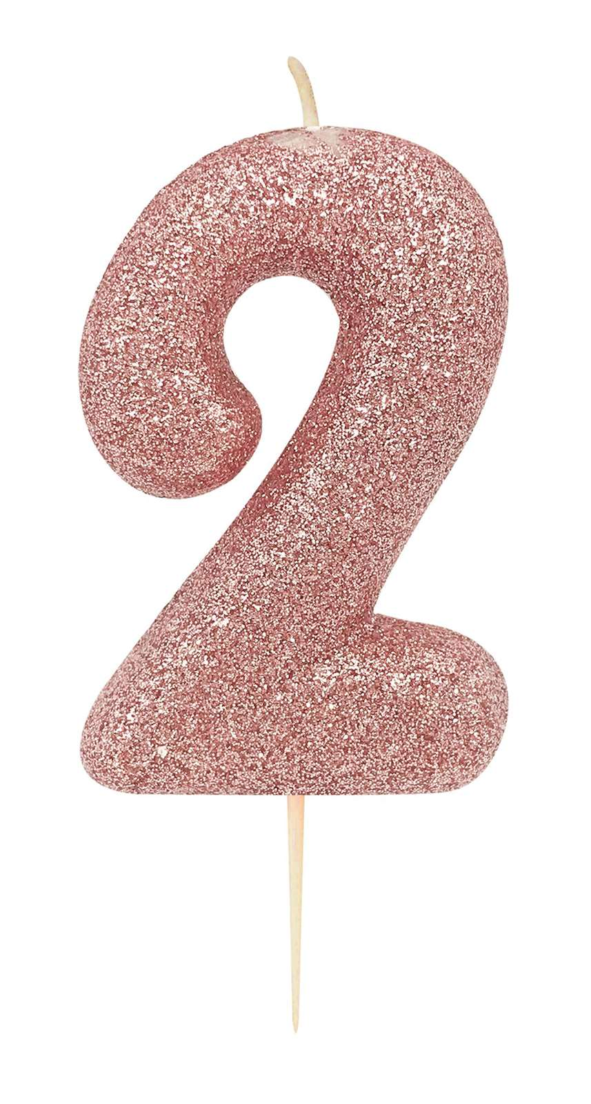 Creative Number 2 Candle Rose Gold 7cm