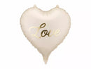 PartyDeco 14-inch foil balloon in heart shape with love design, featuring bright red and pink colors for festive celebrations.