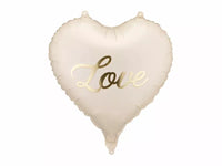 PartyDeco 14-inch foil balloon in heart shape with love design, featuring bright red and pink colors for festive celebrations.