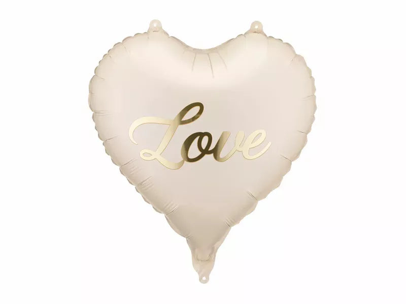 PartyDeco 14-inch foil balloon in heart shape with love design, featuring bright red and pink colors for festive celebrations.