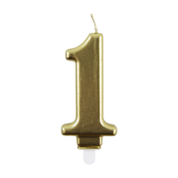 Eurowrap Party Candle Number 1 Metallic Gold 9cm