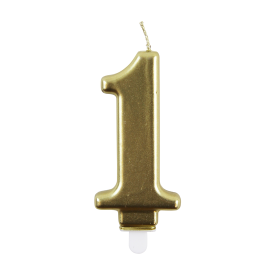 Eurowrap Party Candle Number 1 Metallic Gold 9cm