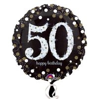 Anagram 50th Black & Gold 18" Foil Balloon