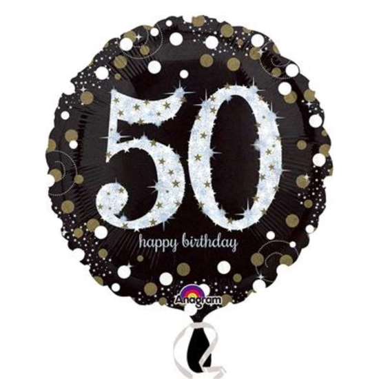 Anagram 50th Black & Gold 18" Foil Balloon