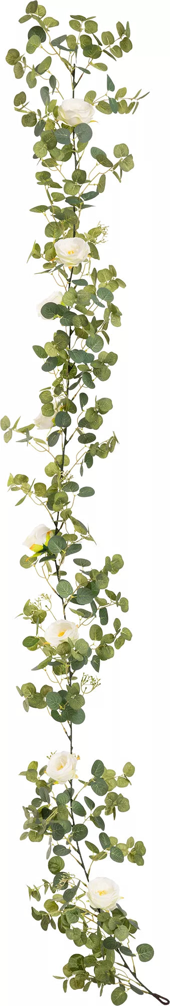 Eleganza Eucalyptus Garland W/Wild Rose White