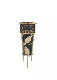 David Fischoff Grave Vase Son keepsake, 36cm, ceramic memorial vase with engraved design, ideal for honoring loved ones.