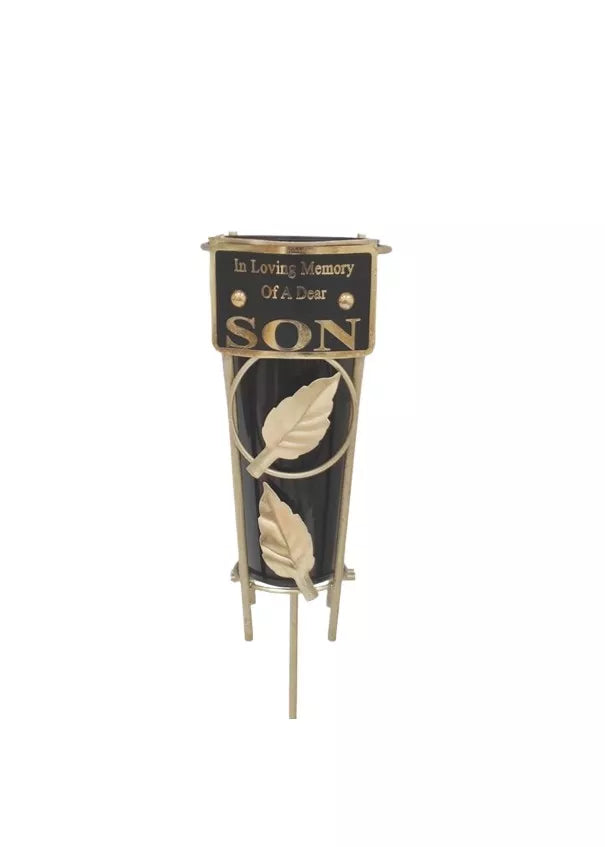 David Fischoff Grave Vase Son keepsake, 36cm, ceramic memorial vase with engraved design, ideal for honoring loved ones.