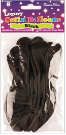 Satin Black 11" Latex Balloons 8pk