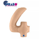 Grabo satin nude 40-inch foil number 4 balloon, shiny metallic finish, inflated and ready for celebration.