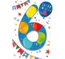 Six Simon Elvin birthday cards featuring colorful designs and the number 6, perfect for celebrating an age 6 birthday.