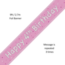 Unique Banner Pink Glitz Age 4 9ft