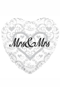 Heart Shaped Mrs & Mrs 18" Foil Balloon