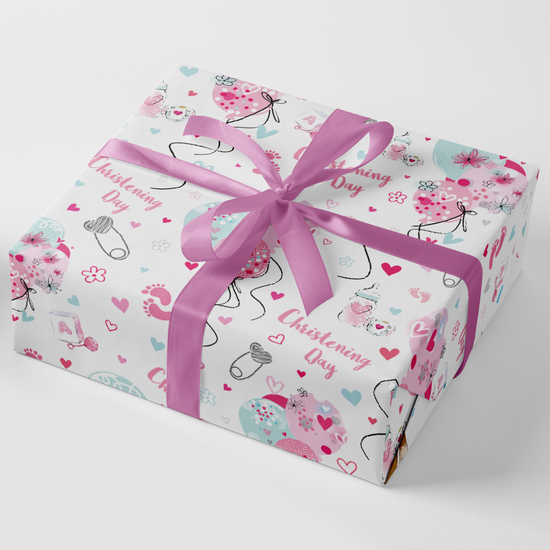Giftwrap Christening Pink 24pk