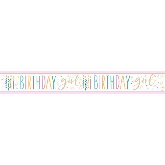 Unique Banner Birthday Girl Candles & Swirls 9ft