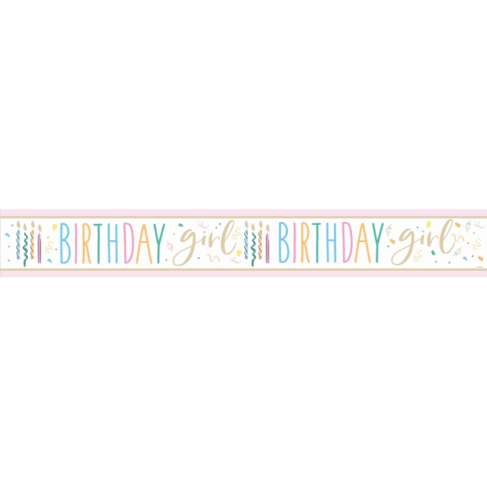 Unique Banner Birthday Girl Candles & Swirls 9ft