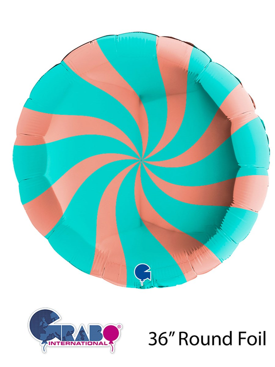 Swirly Rose Gold & Tiffany 36" Round Foil Balloon