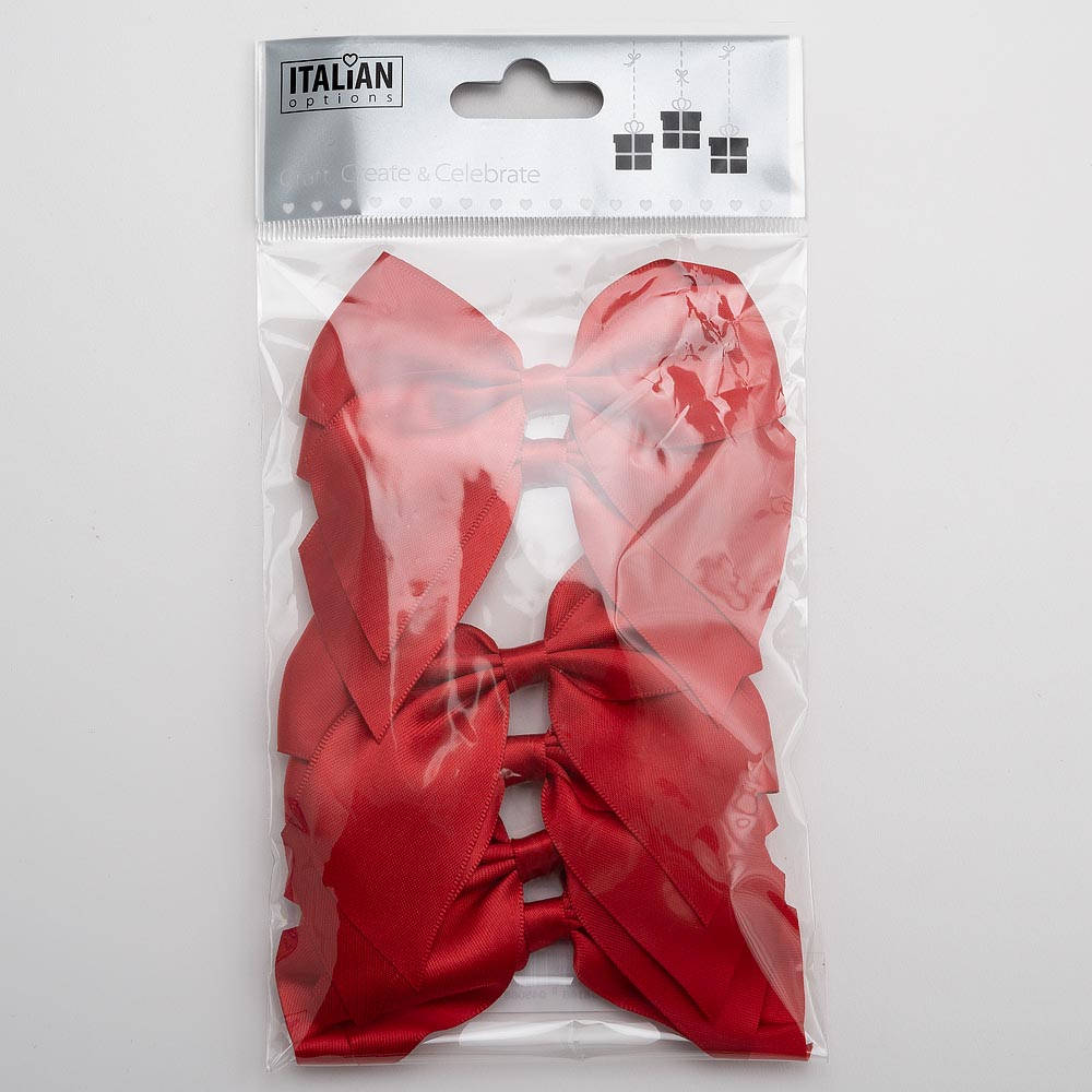 Italian Options 6 Pack Ribbon Bows Red 10cm
