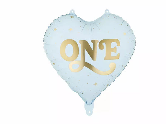 PartyDeco Foil Balloon One Light Blue 14"