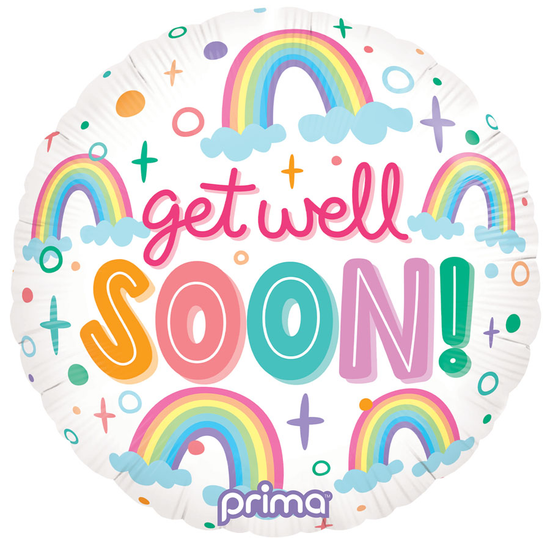 Foil Balloon 18" Round Get Well Soon Rainbows