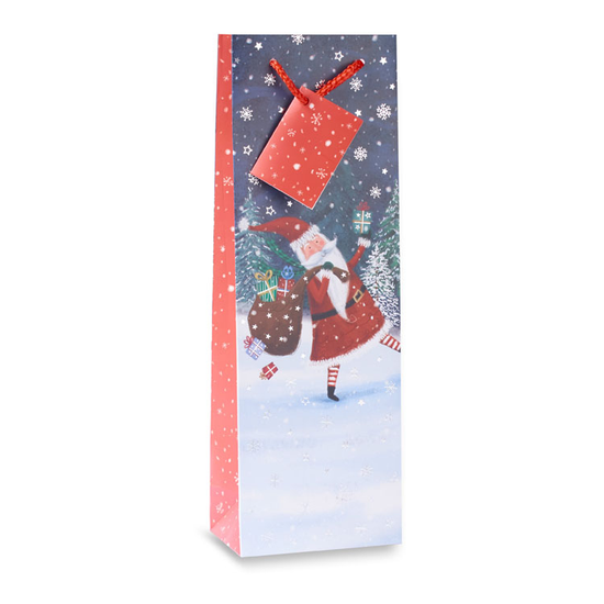 12pk Bottle Gift Bags Santa