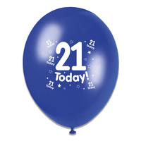 Age 21 Male Latex Balloons 6 x 8pk