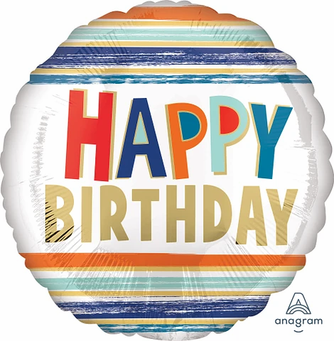 Anagram Birthday Stripes 18" Foil Balloon