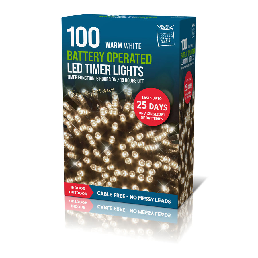 LED Lights Warm White 100pk (Battery Operated)