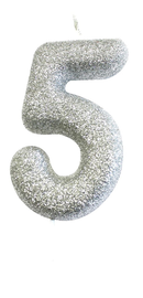Creative Party Candle Number 5 Glitter Silver 7cm