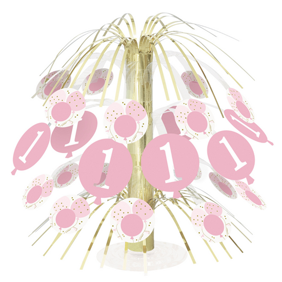 Pink Gingham 1st Birthday Cascade Centrepiece