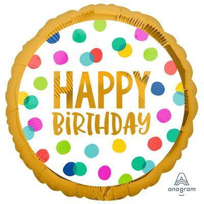 Anagram Happy Dots 18" Round Foil Balloon
