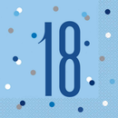 Blue Glitz 18th Birthday Lunch Napkins 16pk