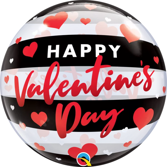 Qualatex Valentine's Stripes 22" Bubble Balloon