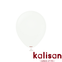Kalisan Standard White 18-inch latex balloons, 25-pack, ideal for decorations, featuring smooth, round latex balloons.