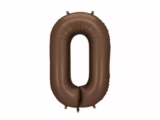 PartyDeco Foil Balloon Satin Mocha 34" Number 0