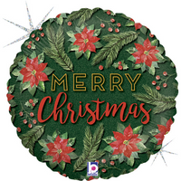 Christmas Poinsettia Leaves 18" Foil Balloon