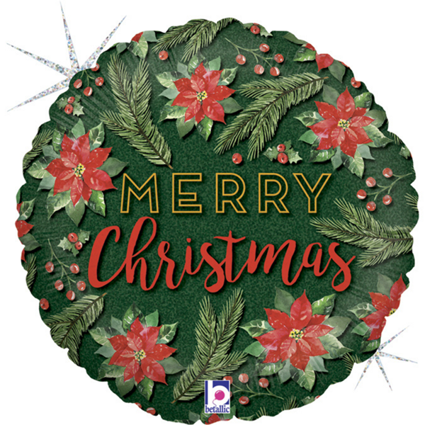 Christmas Poinsettia Leaves 18" Foil Balloon