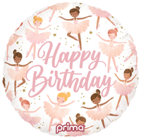 Foil Balloon 18" Round Birthday Ballerinas