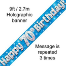 Oaktree Banner Age 70 Blue Holographic 9ft