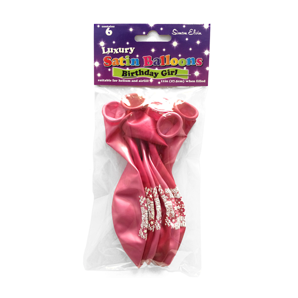 Simon Elvin Birthday Girl Satin 11" Latex 6pk