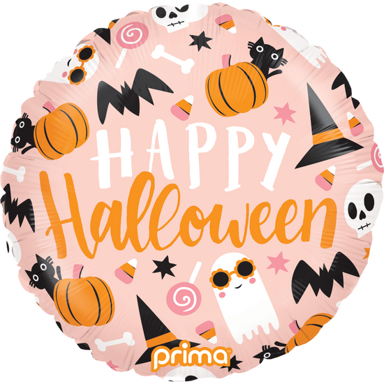Foil Balloon 18" Round Happy Halloween Cute Icons