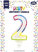Eurowrap Party Candle Number 2 Glitter Rainbow