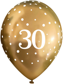 6ct Latex Balloon 11" 30Th Sparkling Fizz Gold