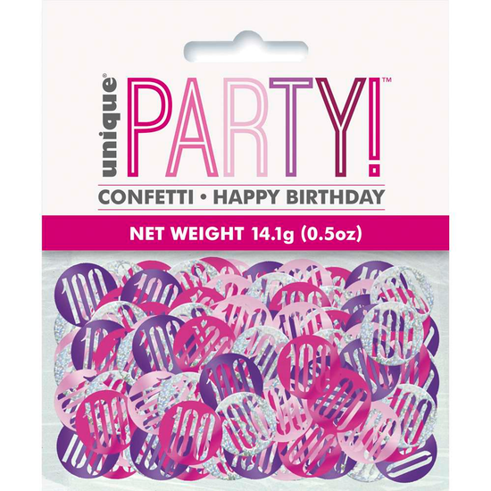 Pink Glitz 100th Birthday Foil Confetti 14g