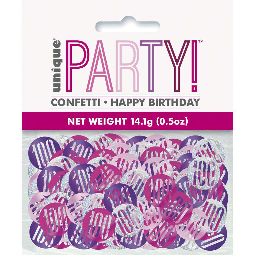 Pink Glitz 100th Birthday Foil Confetti 14g