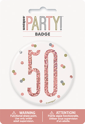 Unique Badge Rose Gold Glitz Party Age 50 3